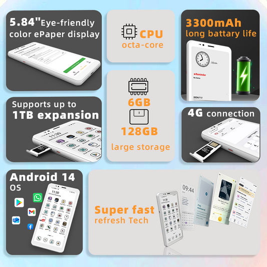 Bigme 4G color ePaper smartphone Hibreak S with Android 14 OS Android eink smartphone Bigme Hibreak bigme hibreakS eink smartphone Hibreak S Morden remarkable Eink Tablet for digital reading