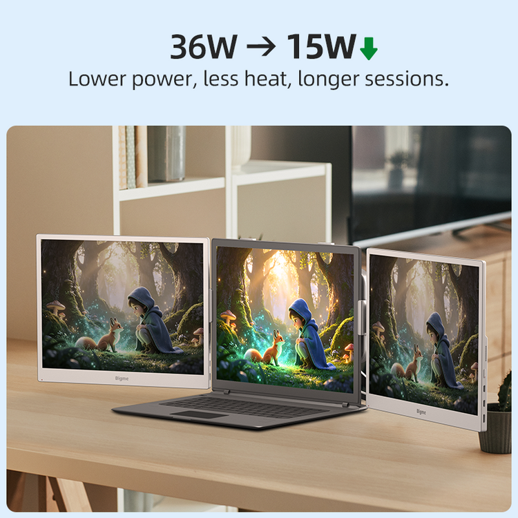 折りたたみ式カバーで立てたB13 Pro。レースカーの画面に残像を重ねて、30FPSから60FPSへの向上を示す公式の販促画像
