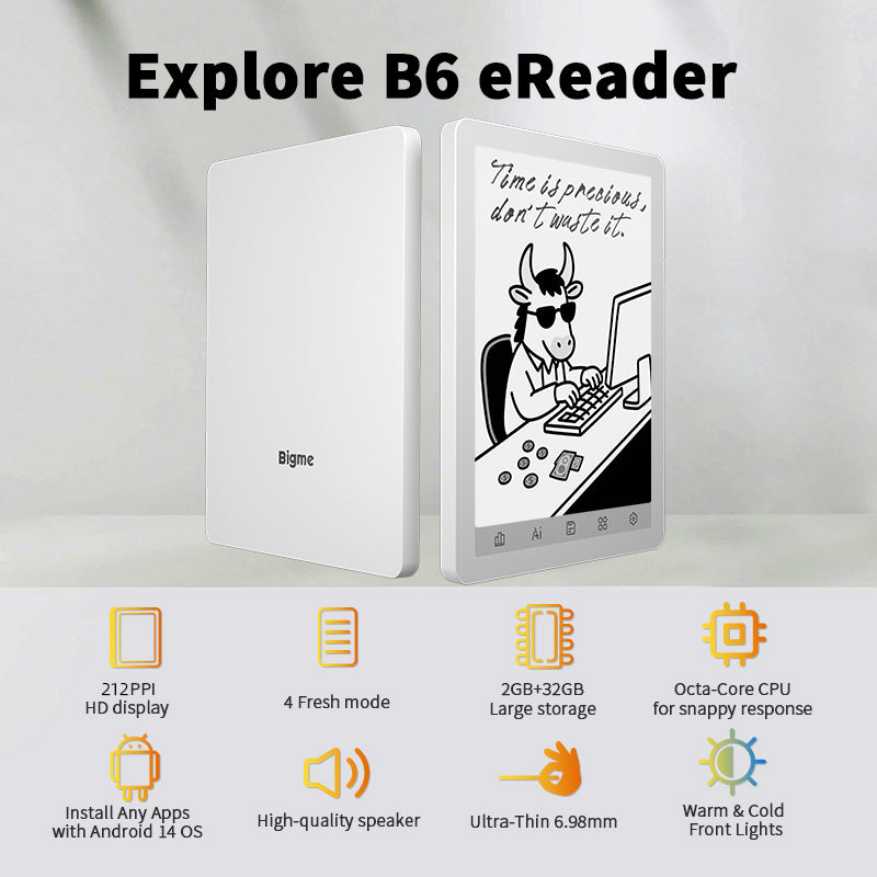 Bigme b6 ホワイト Bigme 6inch B6 2+32GB black and white ebook reader with 212PPI and