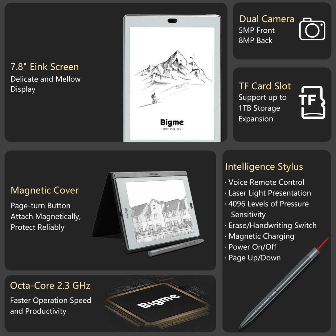 Bigme S6--7.8 inch Black and White Eink Tablet 7.8'' 7.8inch E reader Black&white e ink screen tablet chatGPT spo-cs-disabled spo-default spo-disabled spo-notify-me-disabled Morden remarkable Eink Tablet for digital reading